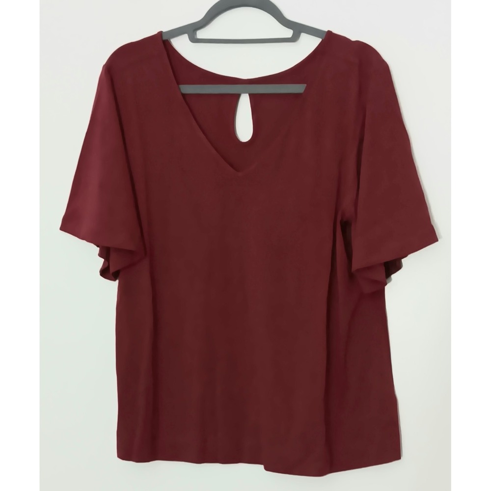 Betabrand Top Women's Size XL Red Garnet Flow Reversible Short‎ Sleeve NEW